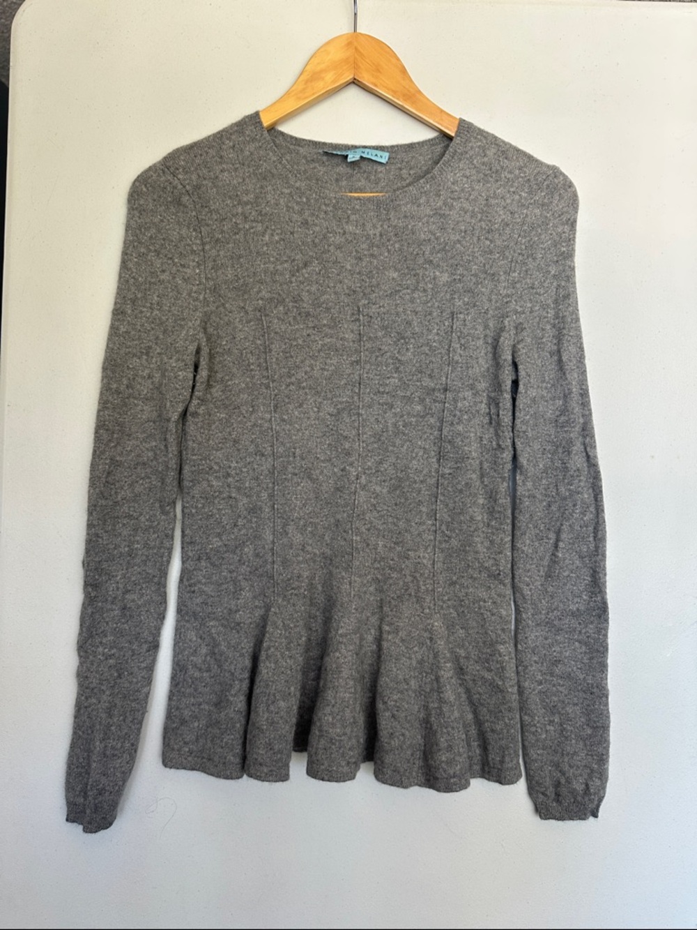 ANTONIO MELANI Gray Long Sleeve Peplum Sweater